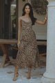 MONROE COWL NECK MAXI DRESS - BROWN LEOPARD