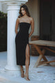 NIKKI STRAPLESS MIDI DRESS - BLACK