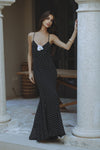 MALIKA MAXI DRESS - BLACK POLKA