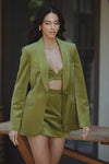 SIMONE VELVET BLAZER - MOSS GREEN