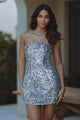 KAROLINE SEQUIN VELOUR DRESS - SILVER