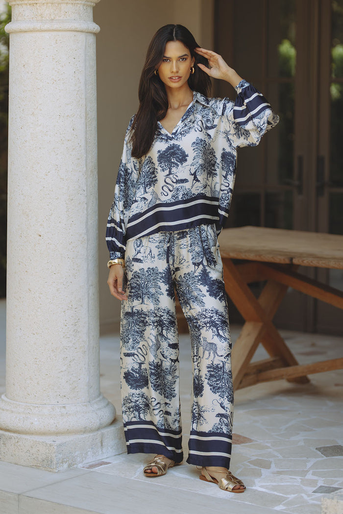 BOTANICAL PANTS - NAVY