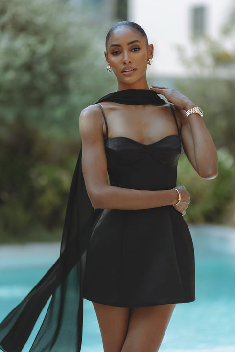Elara Hourglass Mini Dress - Black Elara Hourglass Mini Dress - Black