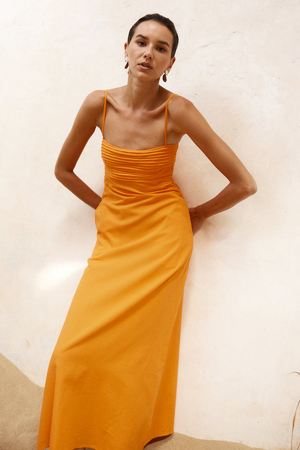 ARISTI LONG MIDI DRESS - ORANGE