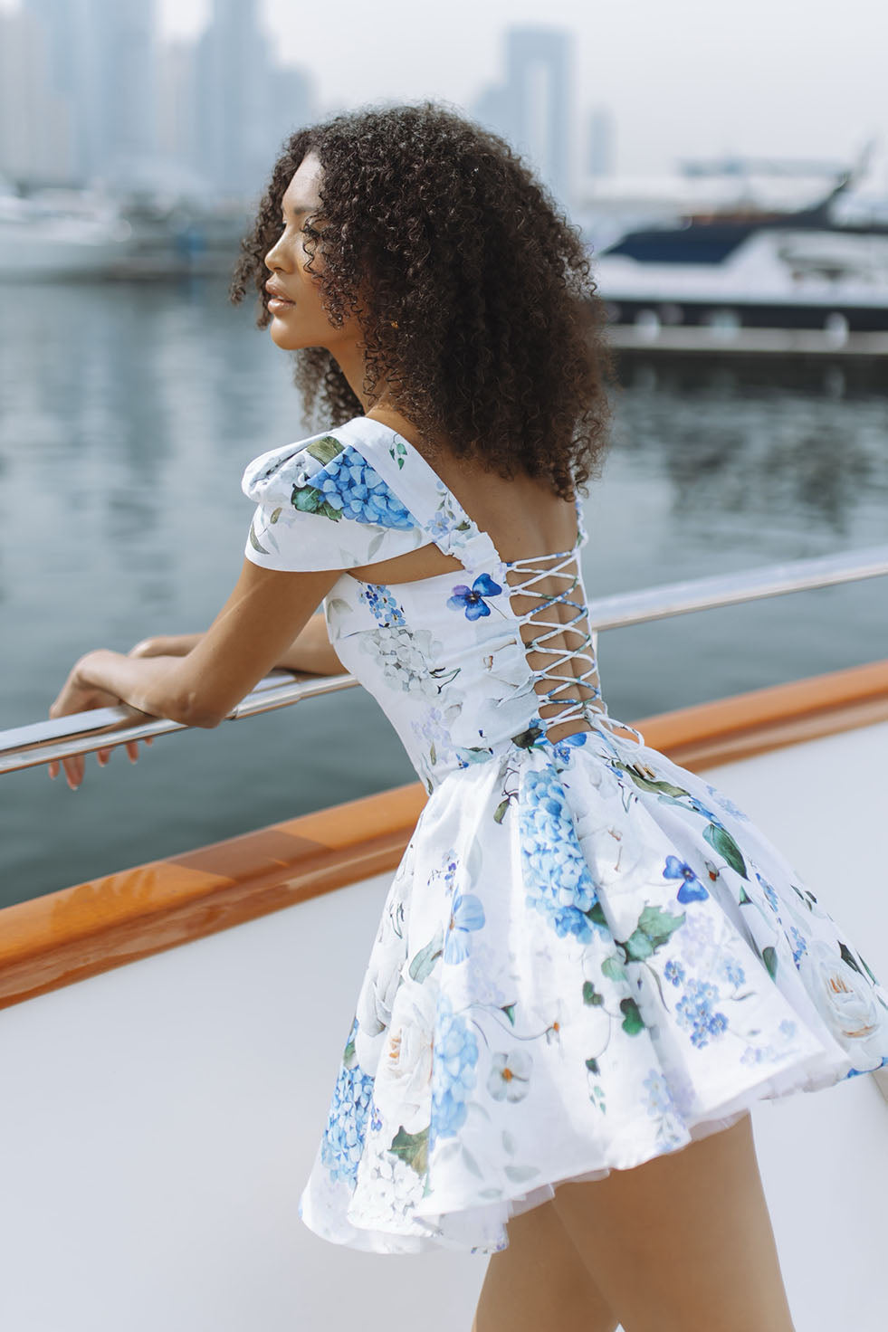 Antonella Linen Mini Dress - Jardin Bleu Antonella Linen Mini Dress - Jardin Bleu