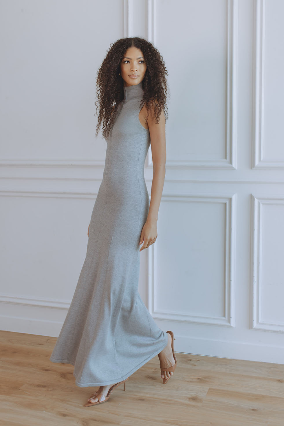 ASTORIA KNIT MAXI DRESS - DOVE GREY - XS ASTORIA KNIT MAXI DRESS - DOVE GREY - XS