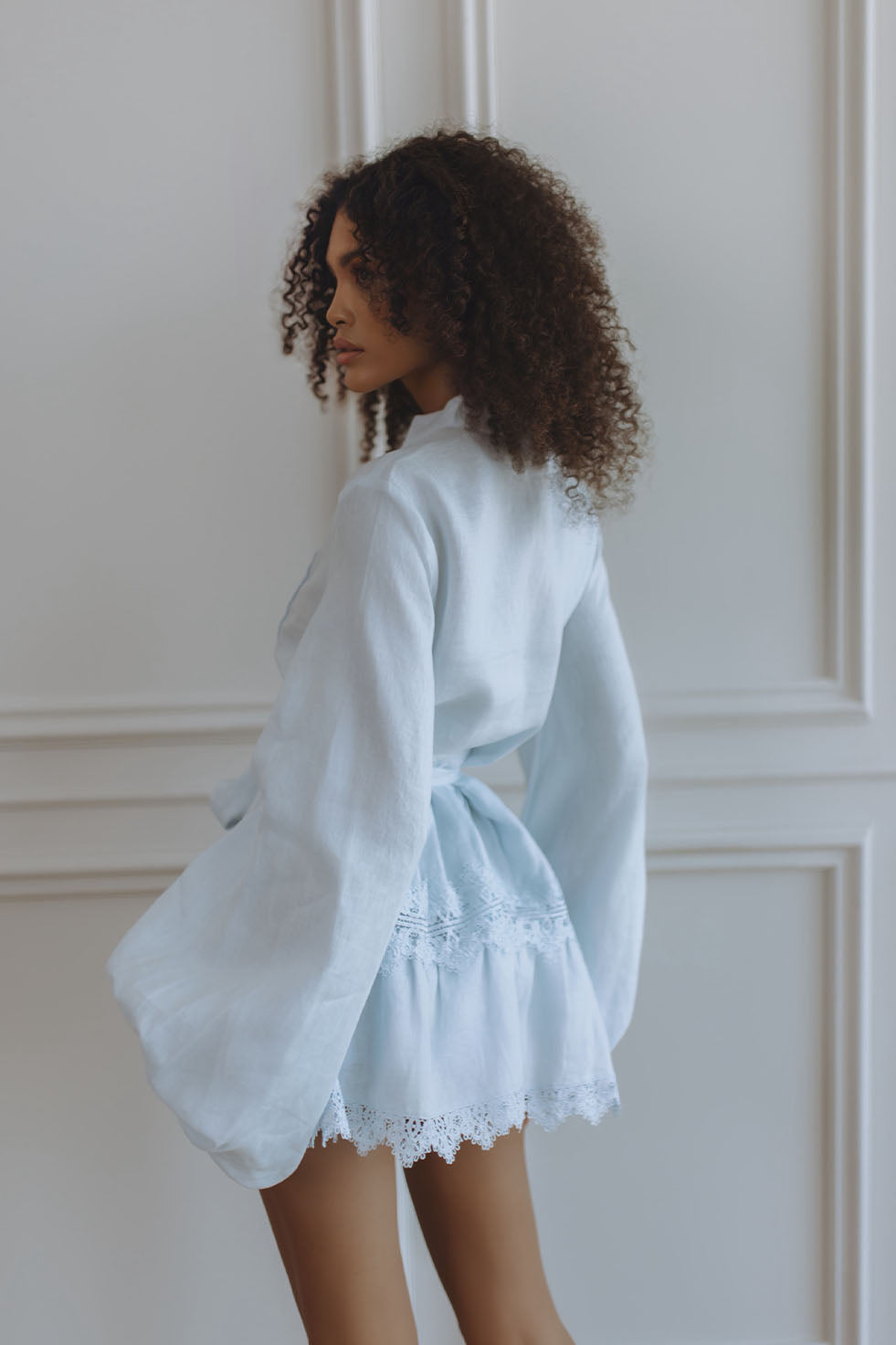 light blue dress with bell sleeves Bluebird Kisses Light Blue Mini Dress | Trendy Women's Dress