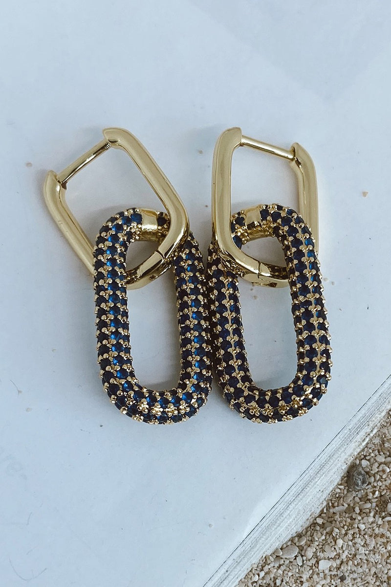 GOLD PLATED HABIBTI EARRINGS - BLUE