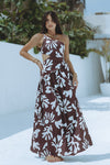 AKELI MAXI DRESS - CHOCOLATE BOTANICA